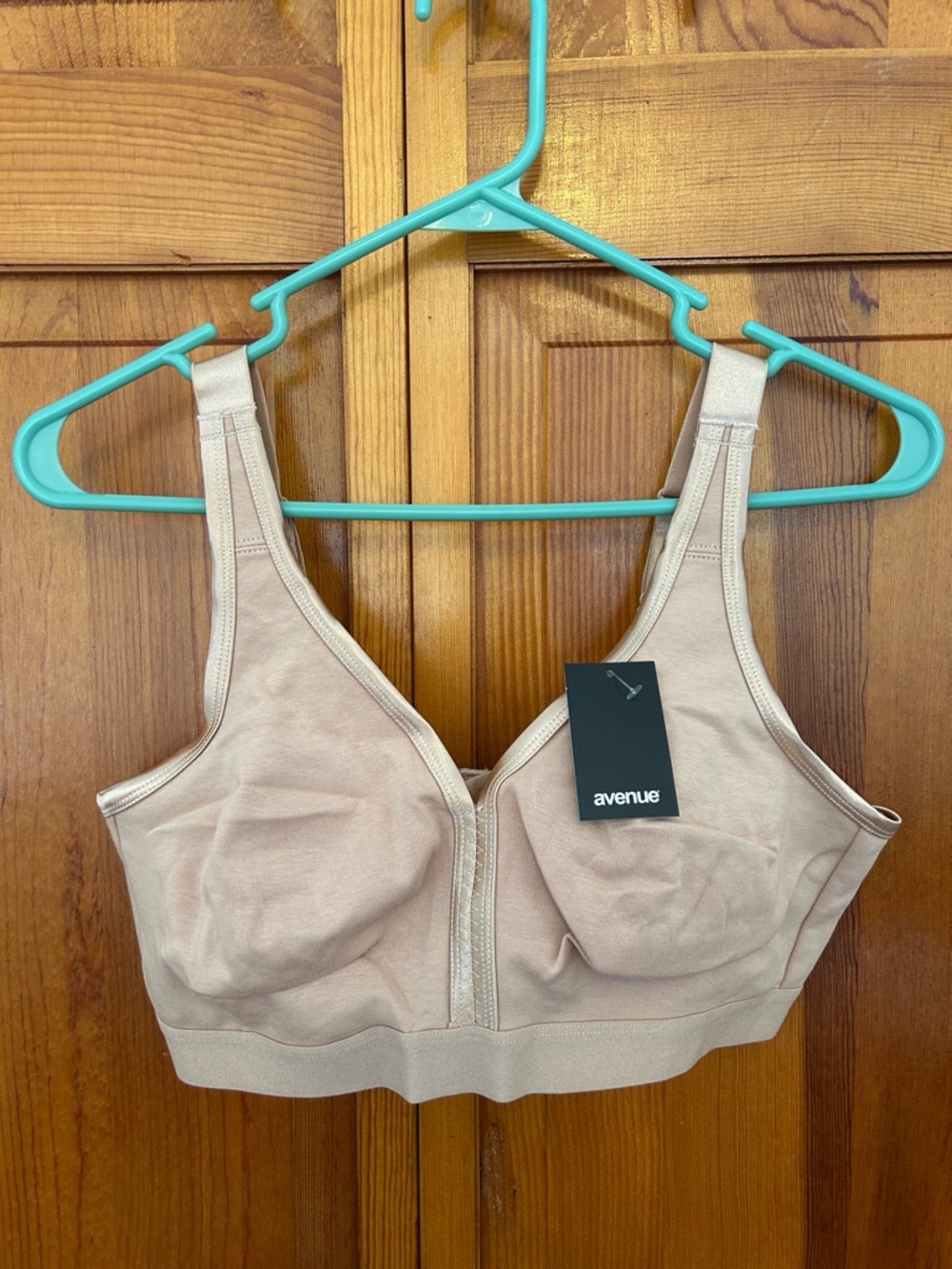 Avenue Wire Free Cotton Comfort Bra Light Beige 40C NWT Soft Stretch